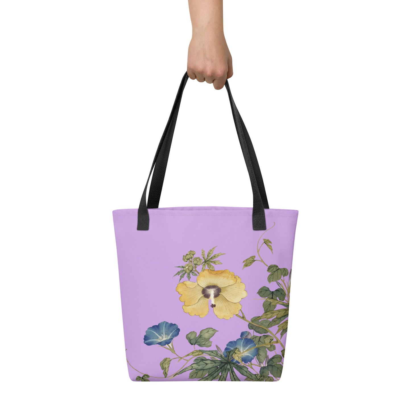 The Spirit of Flowers in Twelve Months｜Okra and White-edged Morning Glory in Bloom｜Tote bag｜Lilac