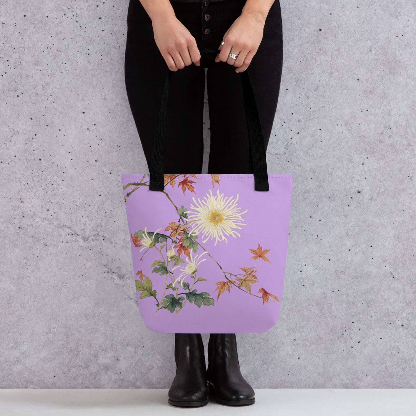 12月の花神様｜Blooming Chrysanthemum and Maple Leaves｜Tote bag｜Lilac