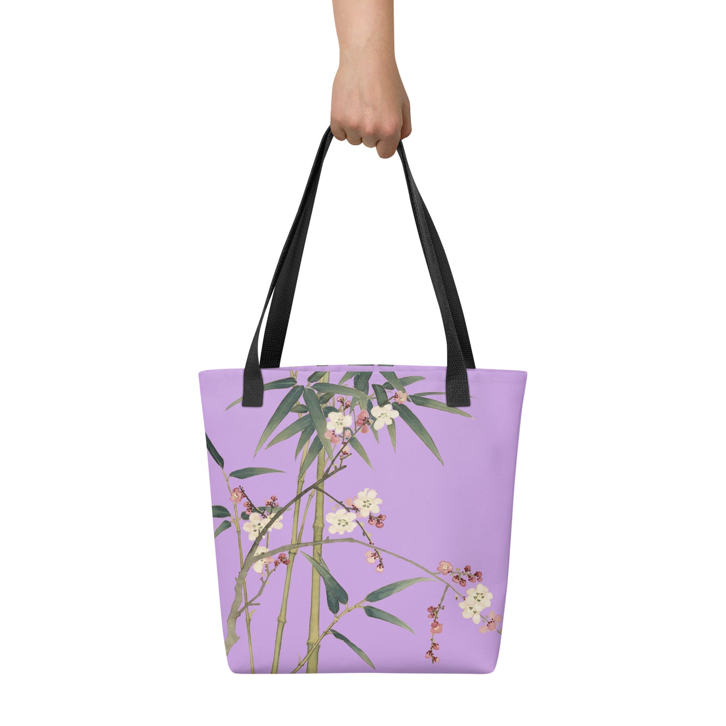 The Spirit of Flowers in Twelve Months｜Crimson Plum Blossom and Lush Green Bamboo｜Tote bag｜Lilac