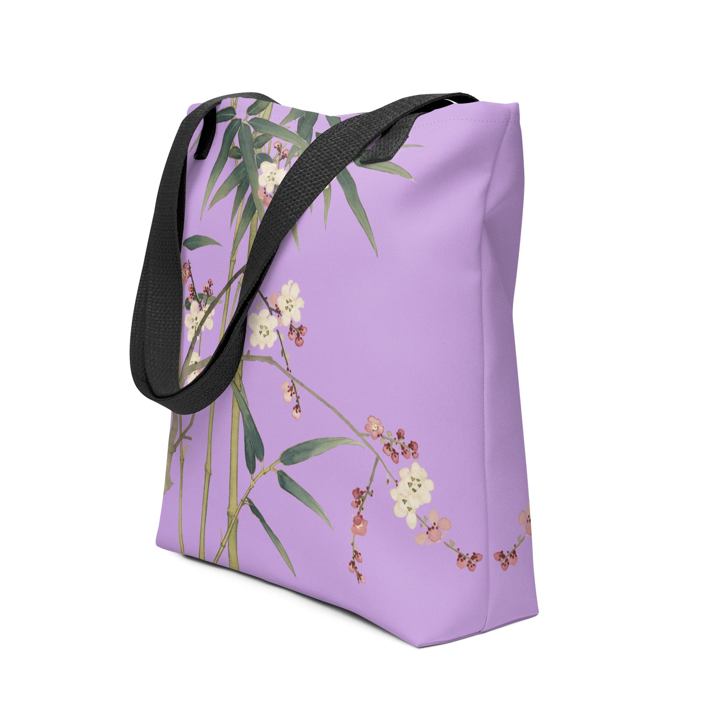 The Spirit of Flowers in Twelve Months｜Crimson Plum Blossom and Lush Green Bamboo｜Tote bag｜Lilac