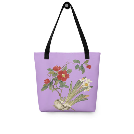 The Spirit of Flowers in Twelve Months｜Narcissus and Camelia in Bloom｜Tote bag｜Lilac