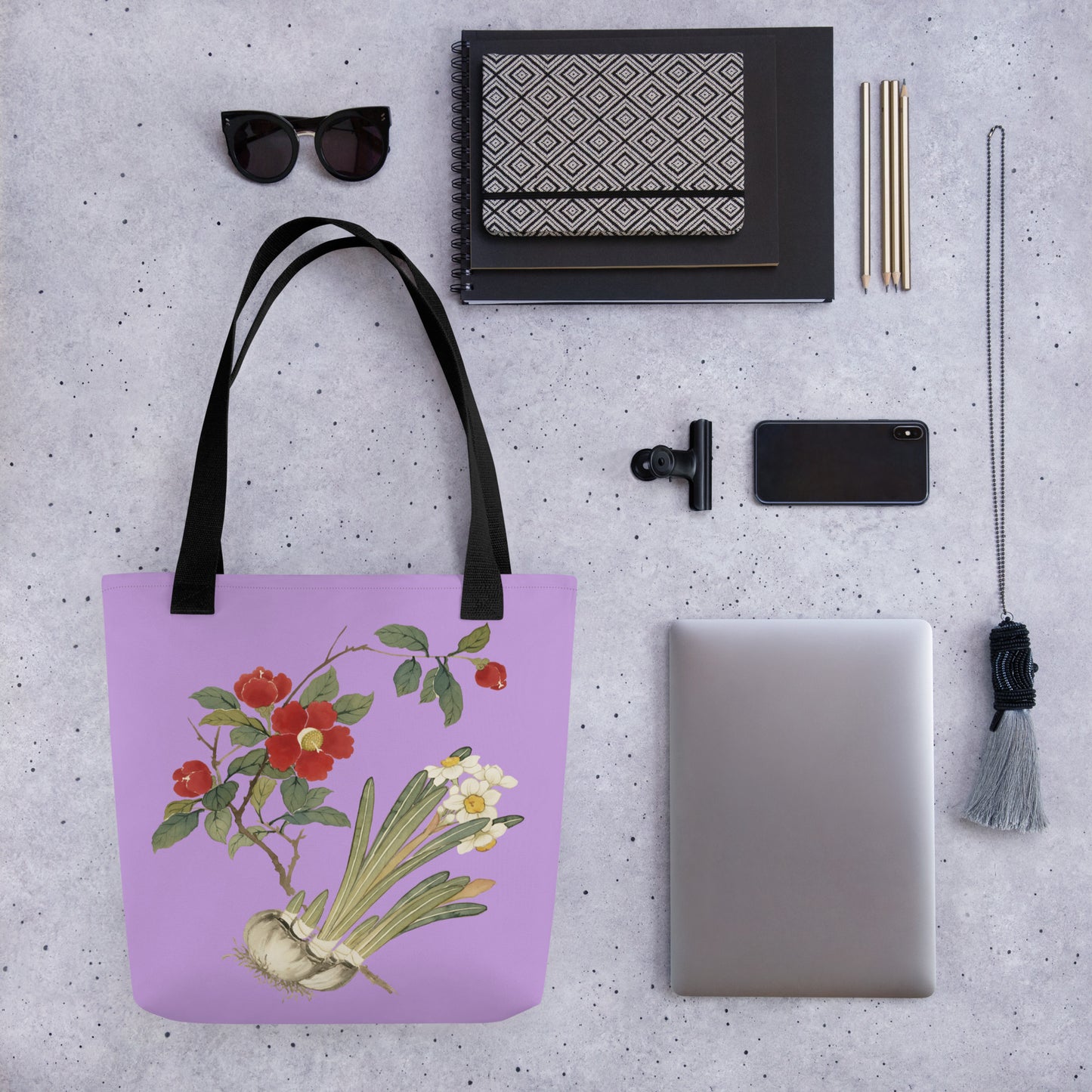 The Spirit of Flowers in Twelve Months｜Narcissus and Camelia in Bloom｜Tote bag｜Lilac