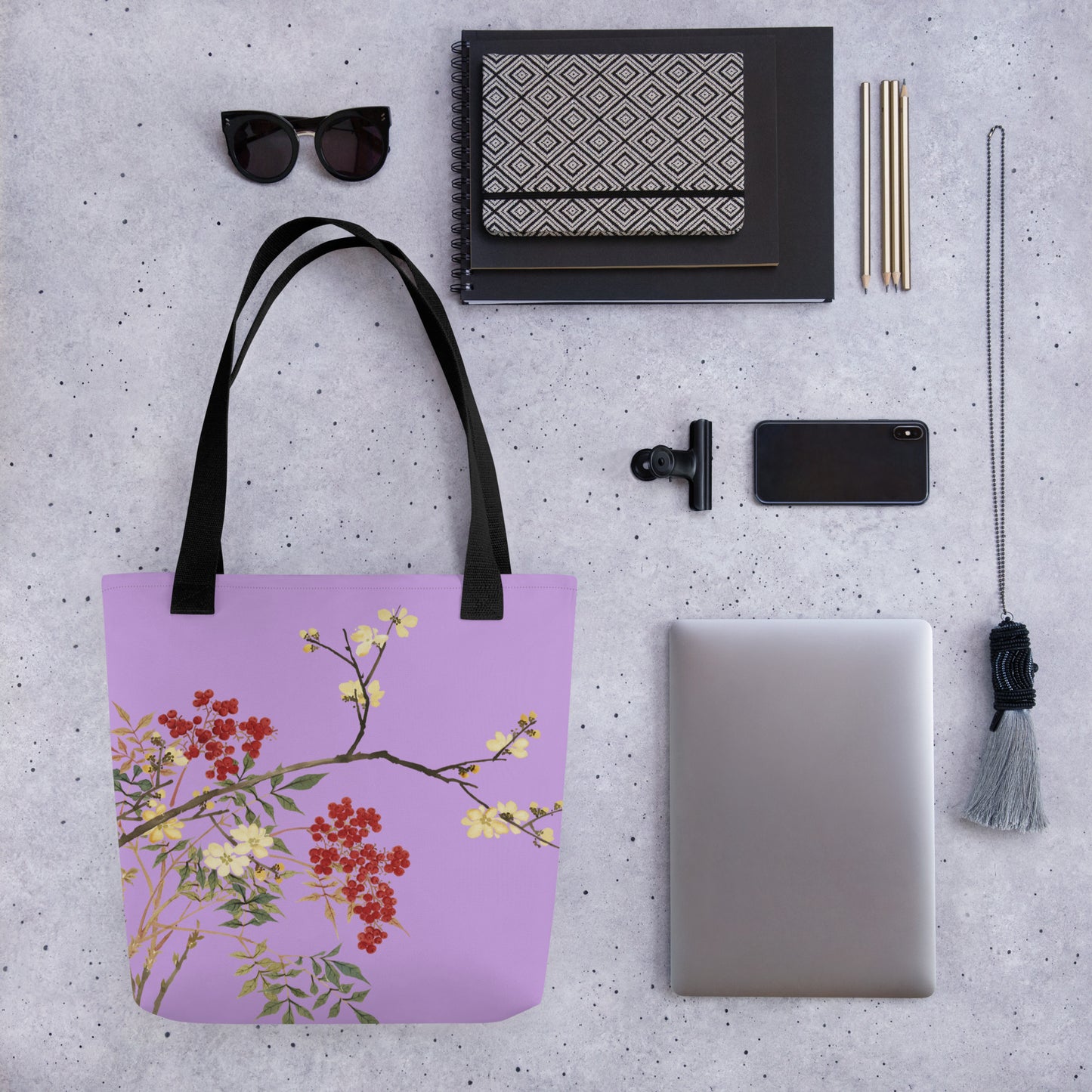 The Spirit of Flowers in Twelve Months｜Blooming Wintersweet and Heavenly Bamboo｜Tote bag｜Lilac