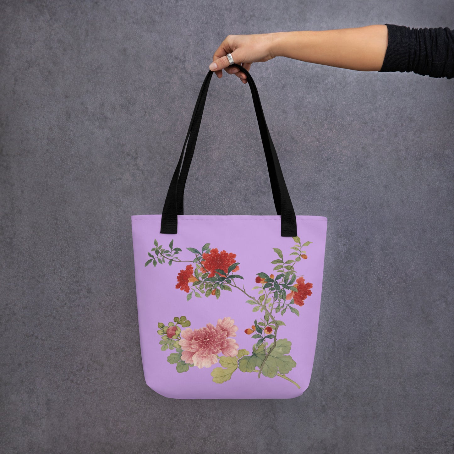 The Spirit of Flowers in Twelve Months｜Hollyhock and Pomegranate in Bloom｜Tote bag｜Lilac