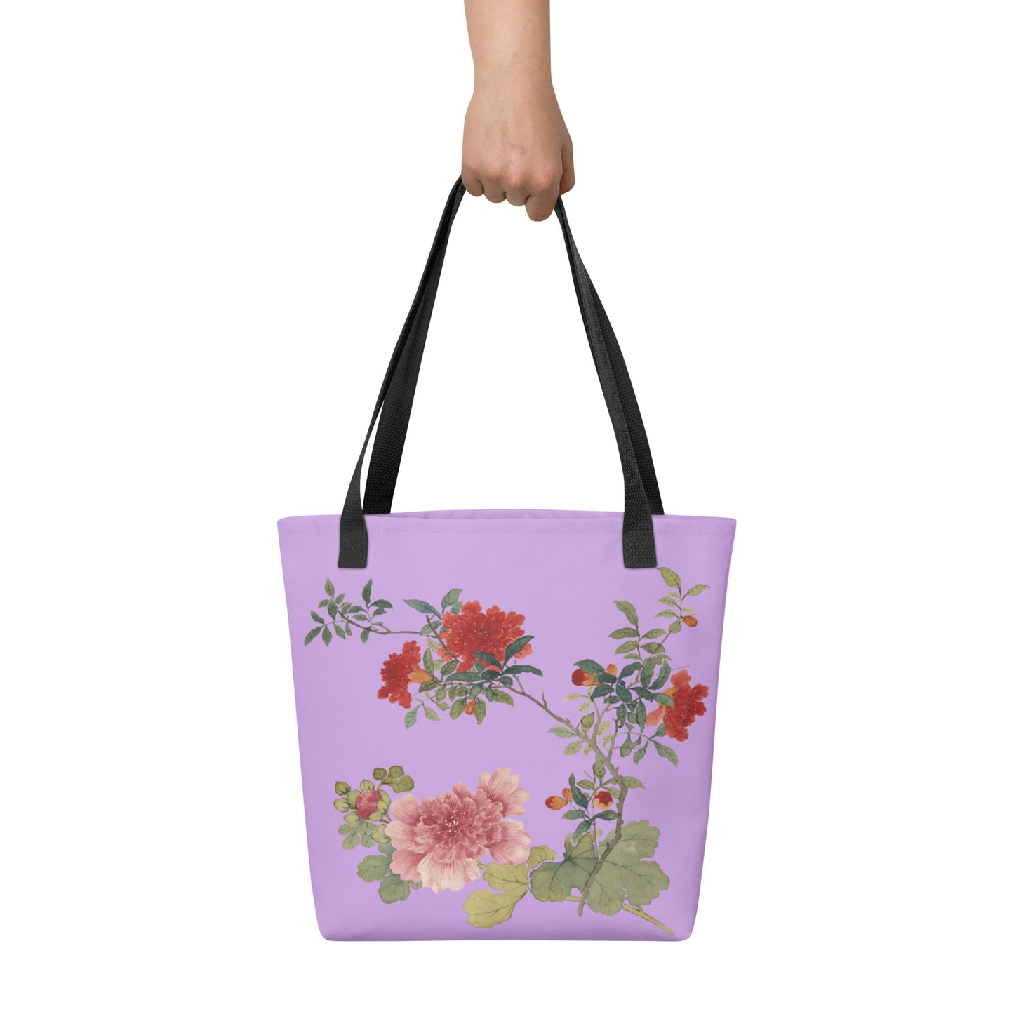 The Spirit of Flowers in Twelve Months｜Hollyhock and Pomegranate in Bloom｜Tote bag｜Lilac