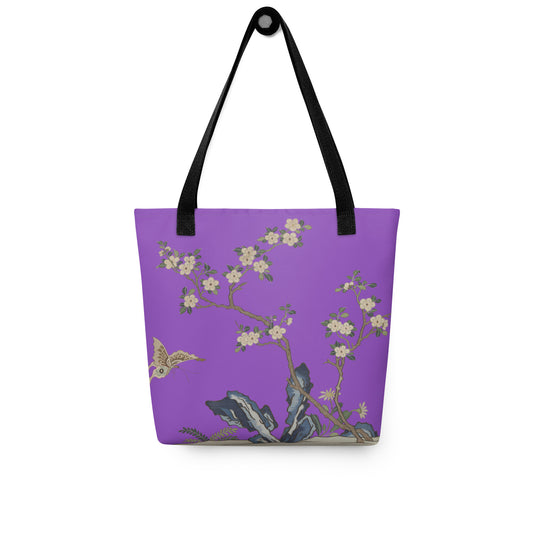 Kesi Flower Album｜White Plum Blossoms and Butterfly｜Tote bag｜Purple