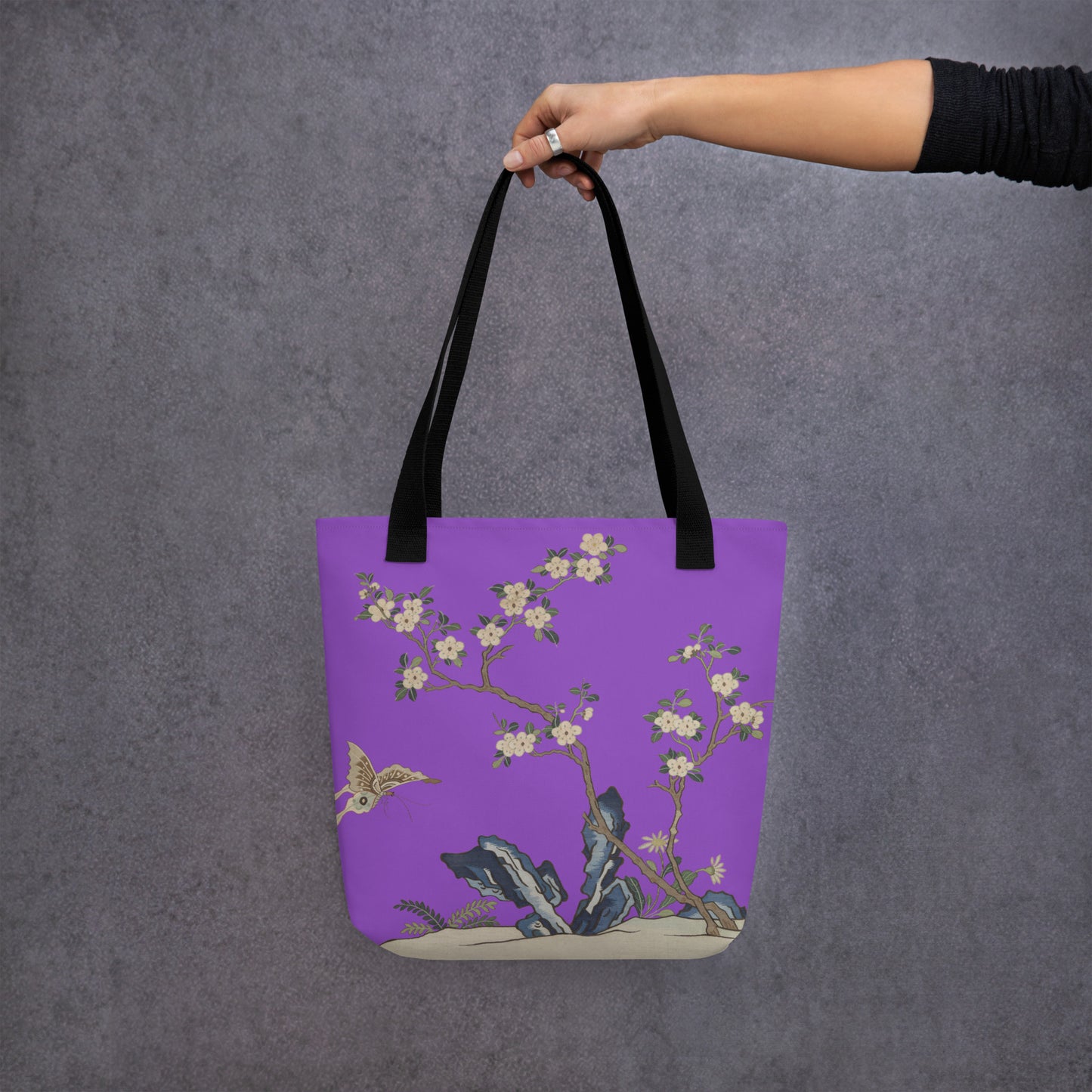 Kesi Flower Album｜White Plum Blossoms and Butterfly｜Tote bag｜Purple