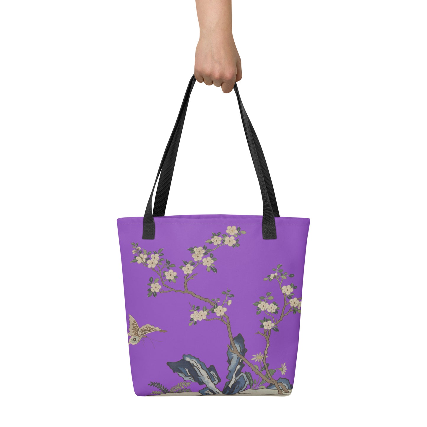 Kesi Flower Album｜White Plum Blossoms and Butterfly｜Tote bag｜Purple