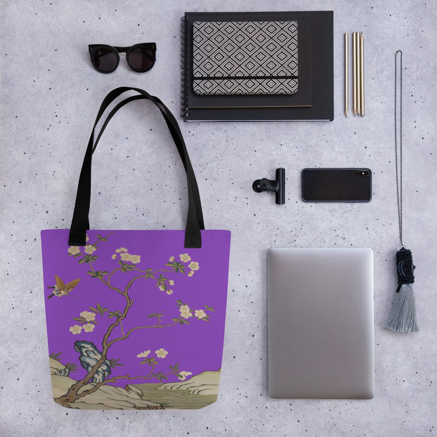 Kesi Flower Album｜Plum Blossoms and Butterfly｜Tote bag｜Purple