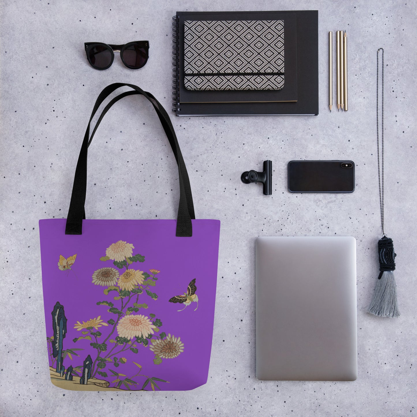 Kesi Flower Album｜Chrysanthemums and Butterflies｜Tote bag｜Purple