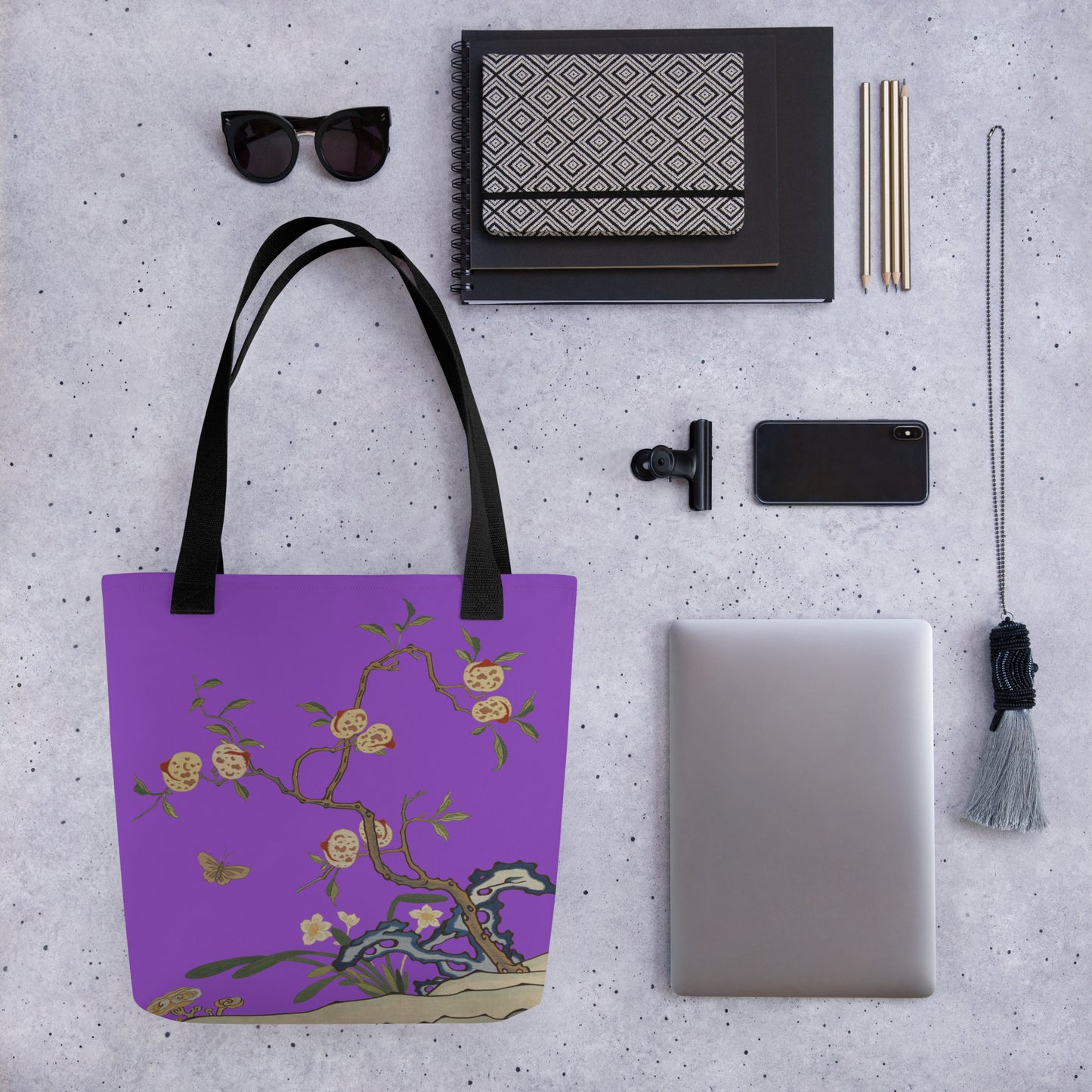 Kesi Flower Album｜Narcissus and Peaches｜Tote bag｜Purple