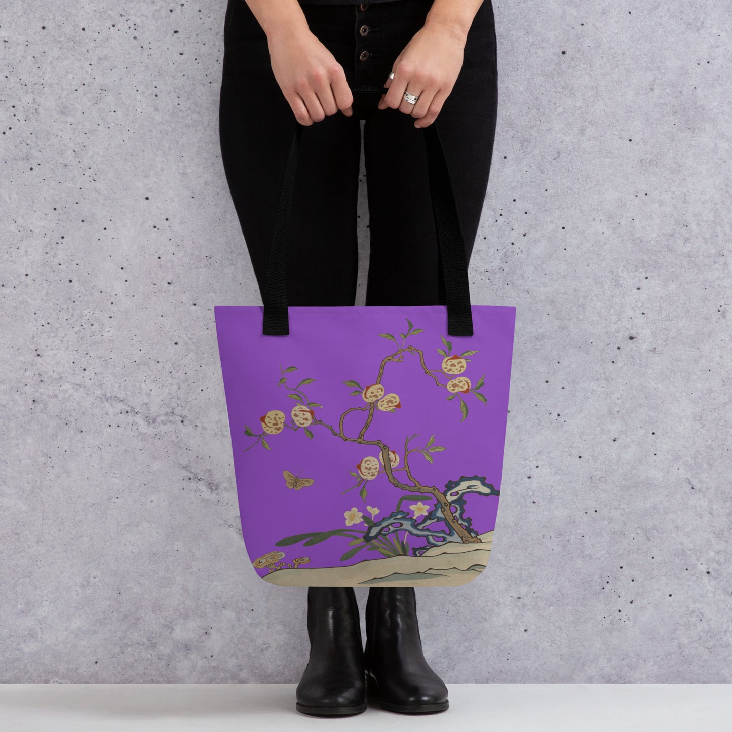 Kesi Flower Album｜Narcissus and Peaches｜Tote bag｜Purple