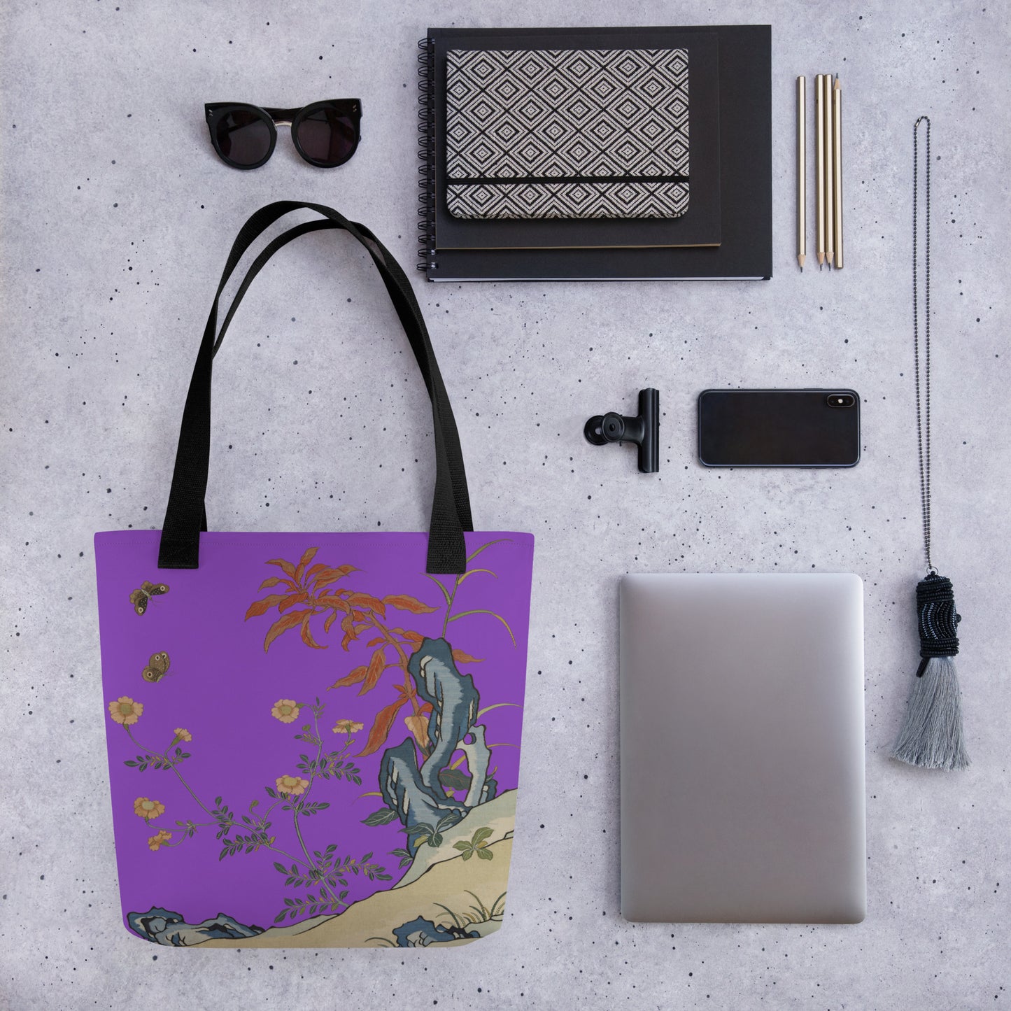 Kesi Flower Album｜Butterflies and Flowers｜Tote bag｜Purple