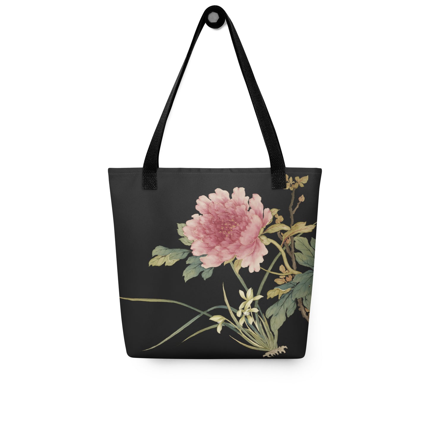 The Spirit of Flowers in Twelve Months｜Orchid and Tree Peony in Bloom｜Tote bag｜Black