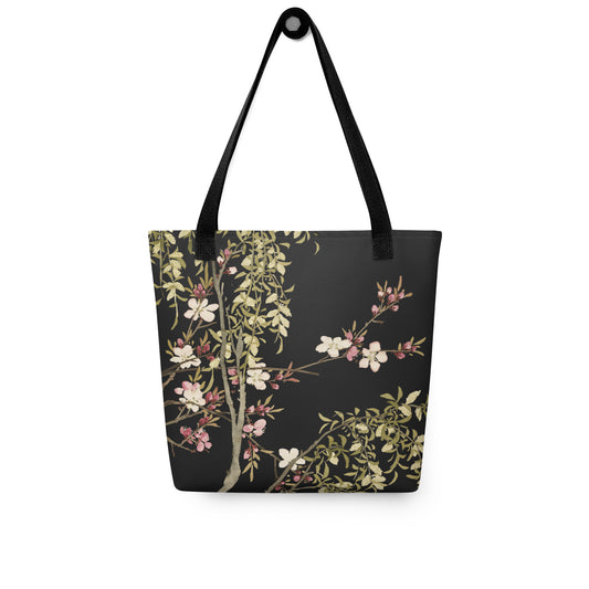 The Spirit of Flowers in Twelve Months｜Willow and Peach Blossom｜Tote bag｜Black