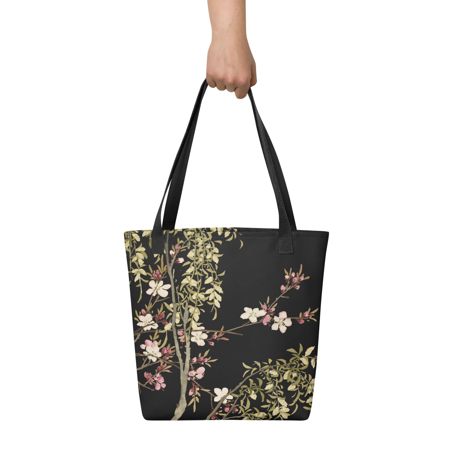 The Spirit of Flowers in Twelve Months｜Willow and Peach Blossom｜Tote bag｜Black