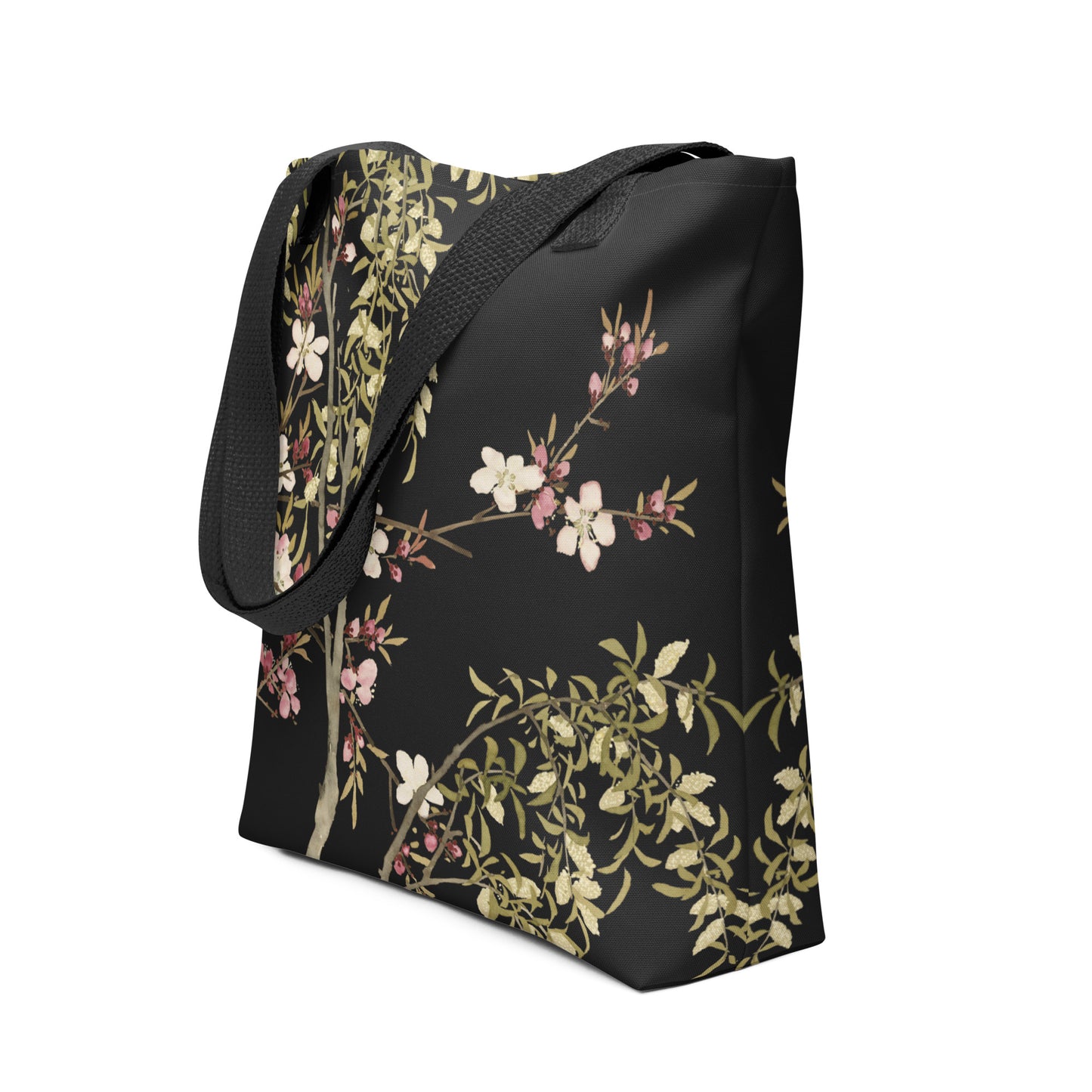 The Spirit of Flowers in Twelve Months｜Willow and Peach Blossom｜Tote bag｜Black