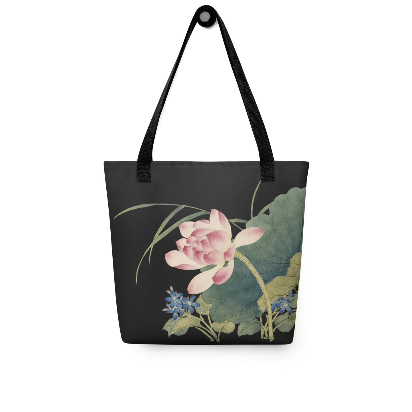 The Spirit of Flowers in Twelve Months｜Lotus in Bloom｜Tote bag｜Black