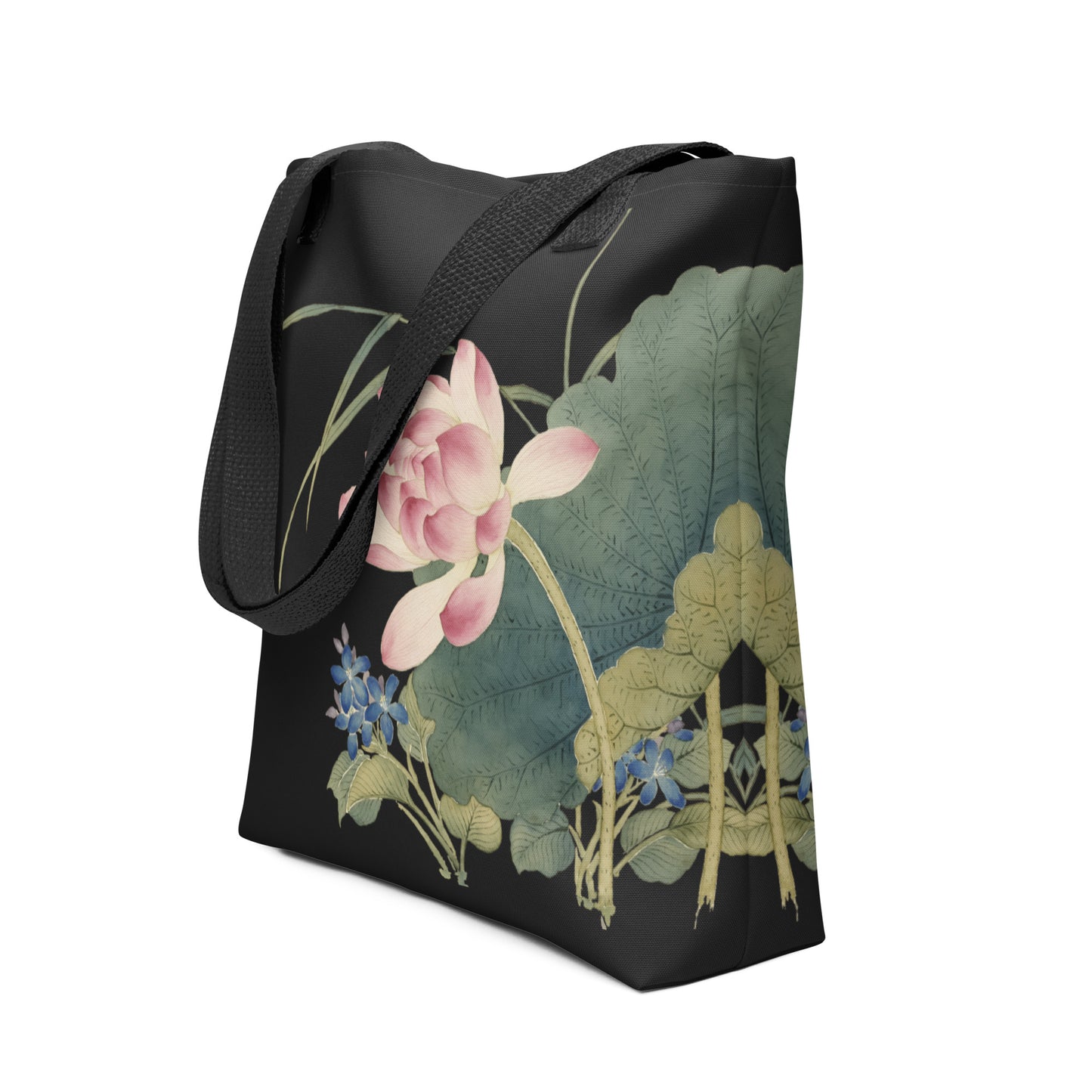 The Spirit of Flowers in Twelve Months｜Lotus in Bloom｜Tote bag｜Black