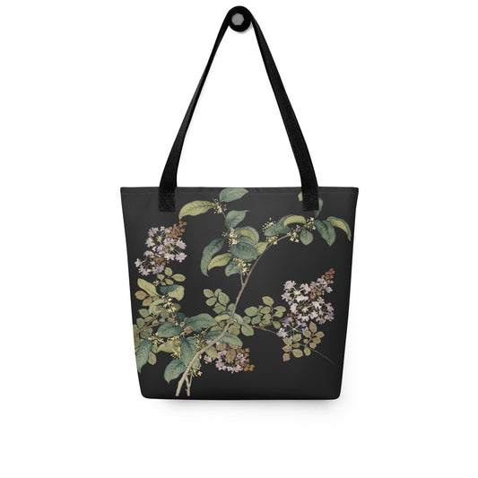 The Spirit of Flowers in Twelve Months｜Osmanthus and Crape Myrtle in Bloom｜Tote bag｜Black