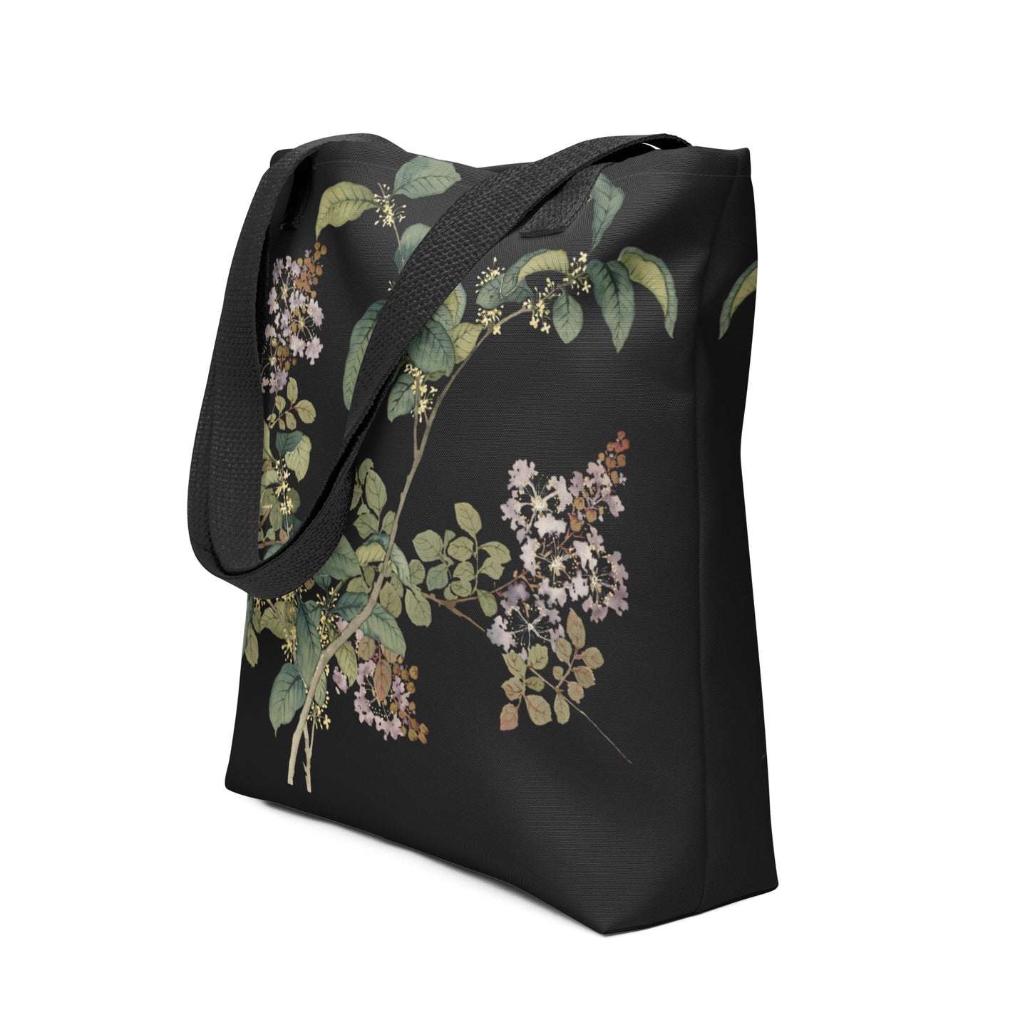 The Spirit of Flowers in Twelve Months｜Osmanthus and Crape Myrtle in Bloom｜Tote bag｜Black