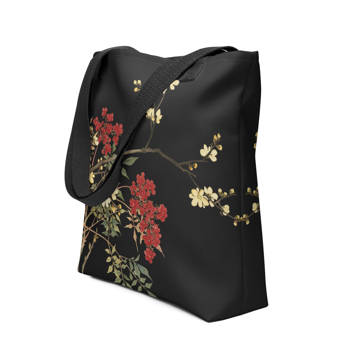 The Spirit of Flowers in Twelve Months｜Blooming Wintersweet and Heavenly Bamboo｜Tote bag｜Black