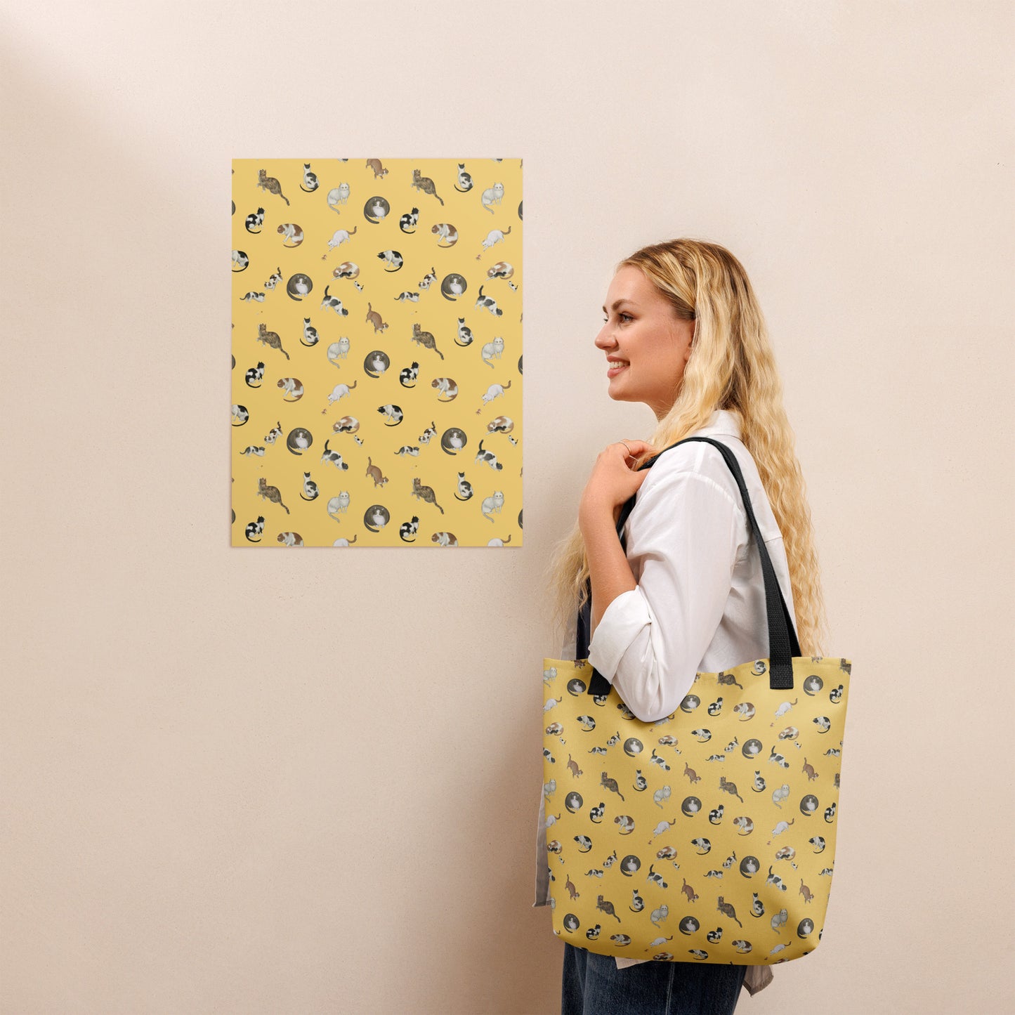 Cats And Butterflies Of Longevity｜Tote bag｜Gold