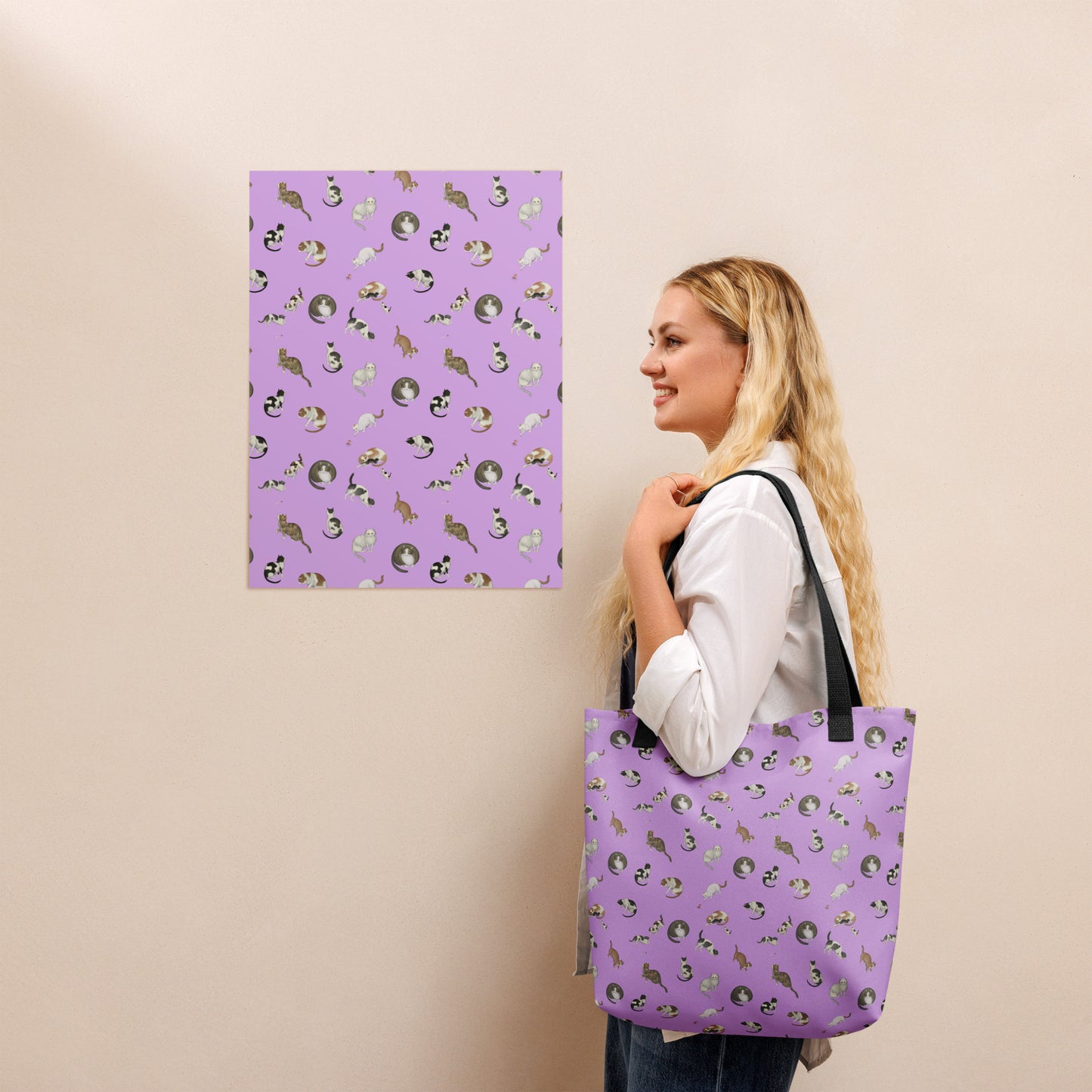 Cats And Butterflies Of Longevity｜Tote bag｜Lilac