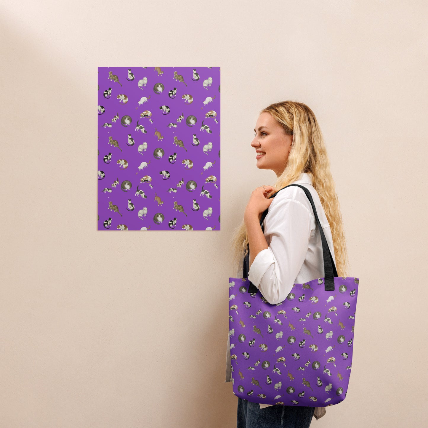 Cats And Butterflies Of Longevity｜Tote bag｜Purple