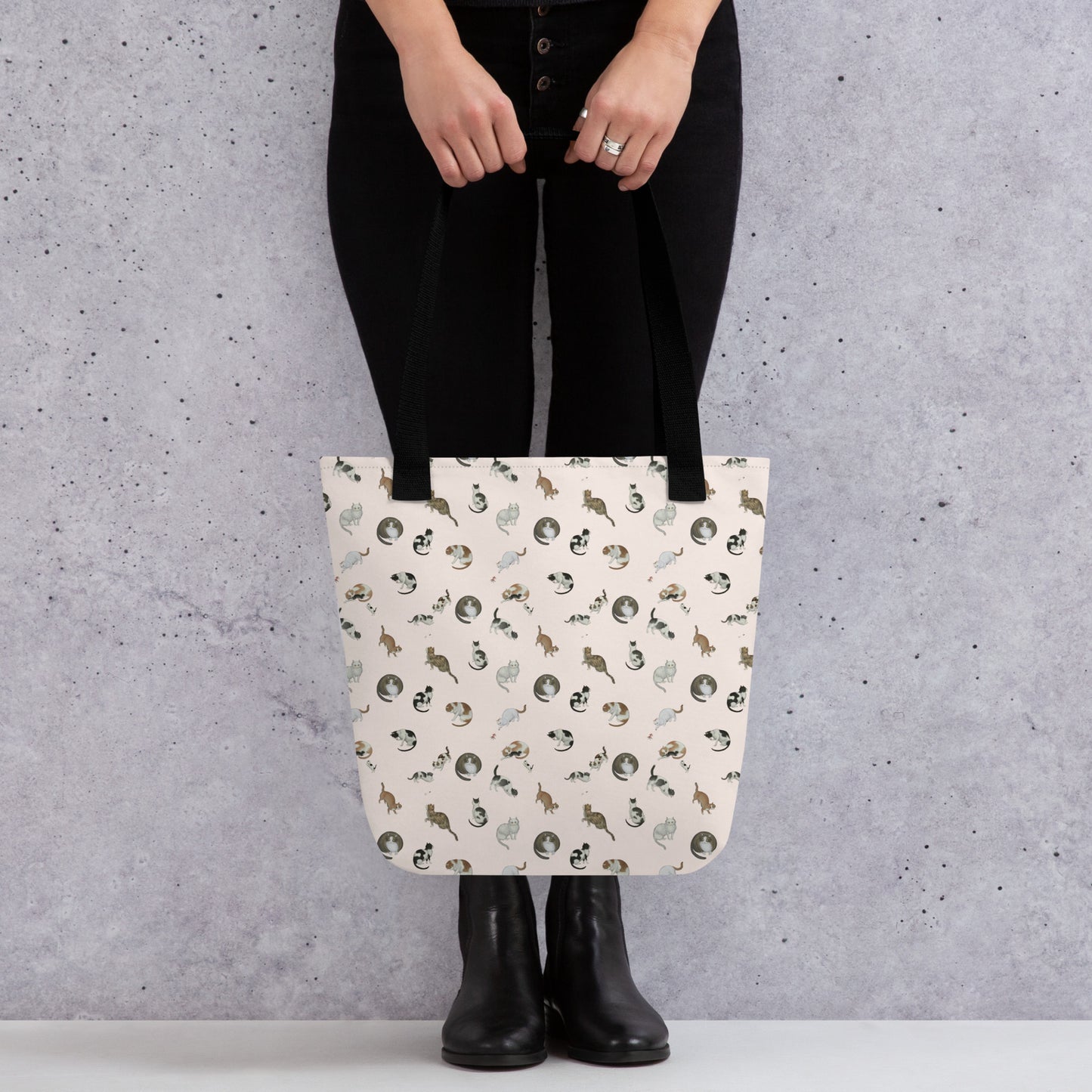 Cats And Butterflies Of Longevity｜Tote bag｜Fish belly white