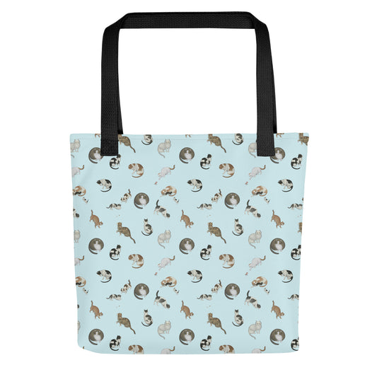 Cats And Butterflies Of Longevity｜Tote bag｜Aqua blue