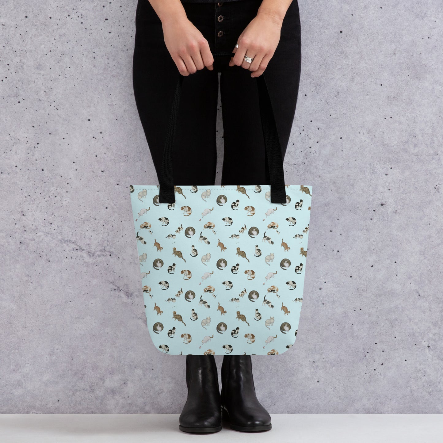 Cats And Butterflies Of Longevity｜Tote bag｜Aqua blue