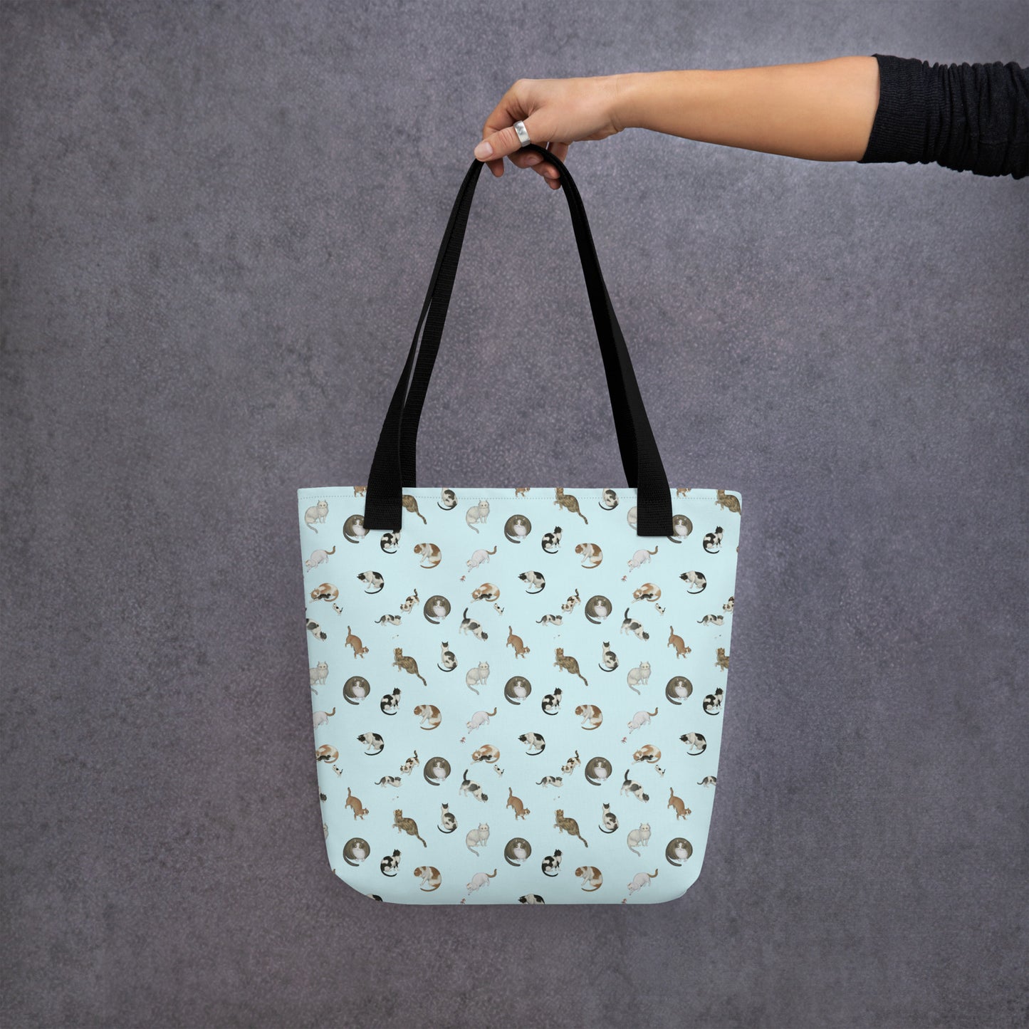 Cats And Butterflies Of Longevity｜Tote bag｜Aqua blue