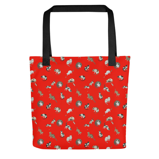 Cats And Butterflies Of Longevity｜Tote bag｜Garnet red