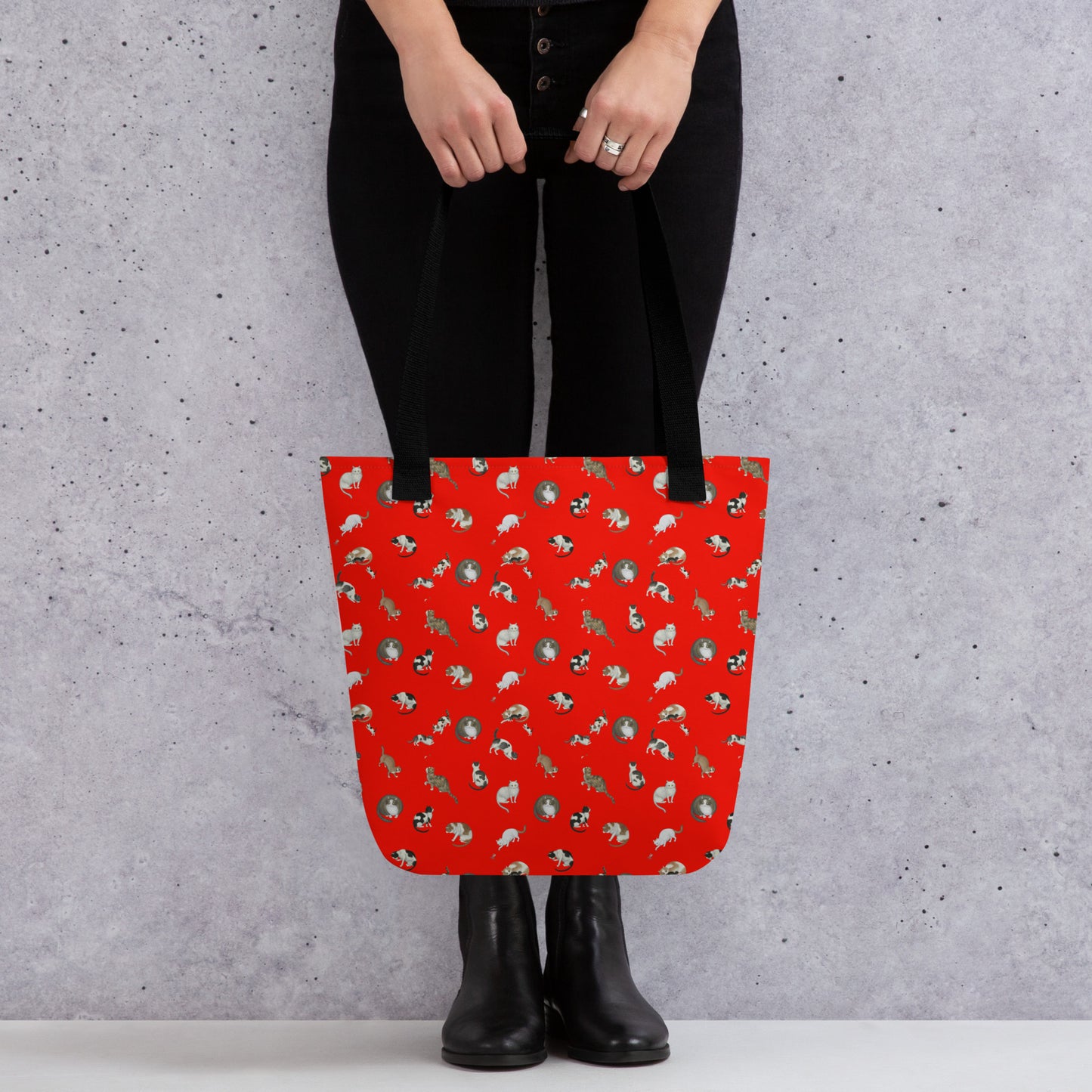 Cats And Butterflies Of Longevity｜Tote bag｜Garnet red