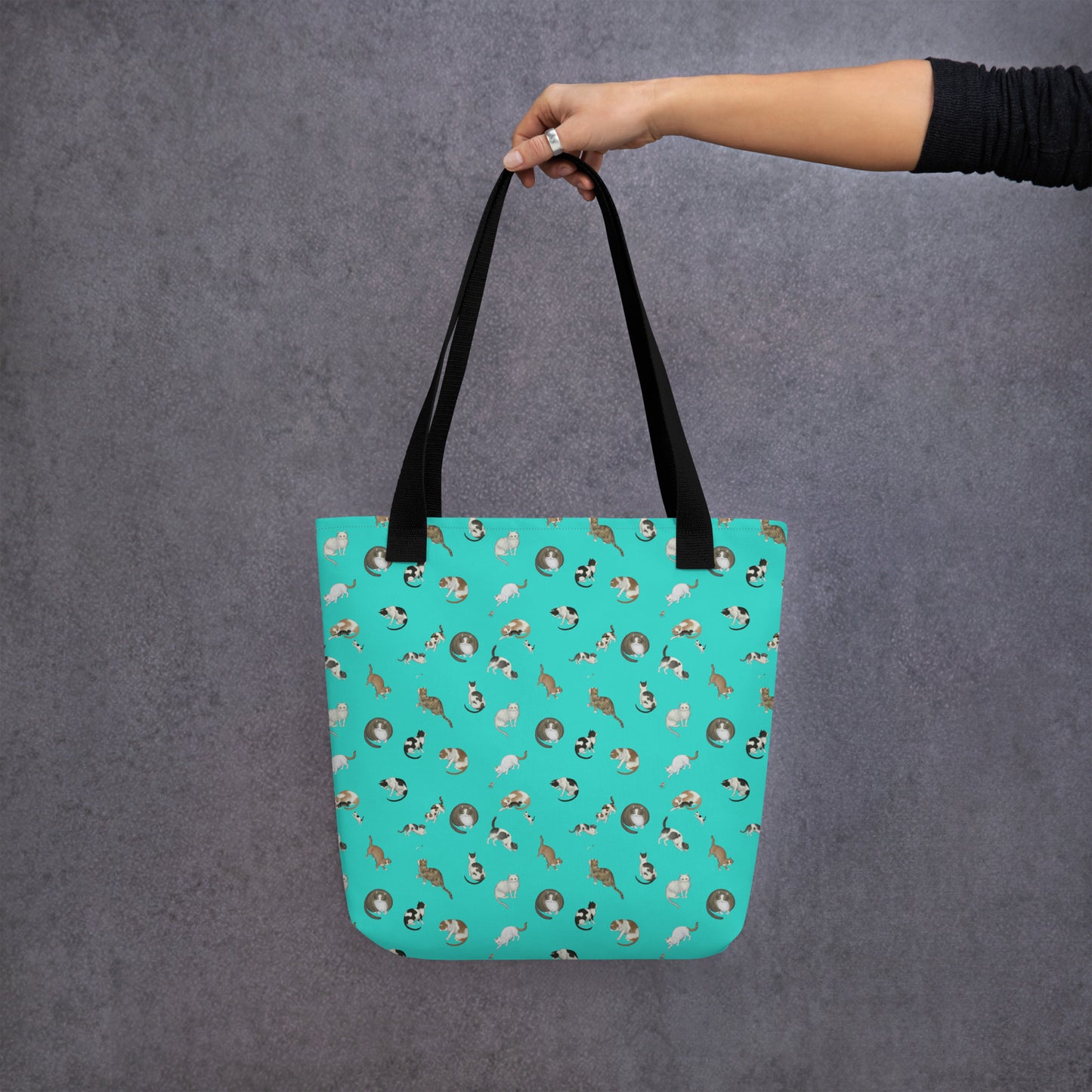 Cats And Butterflies Of Longevity｜Tote bag｜Turquoise