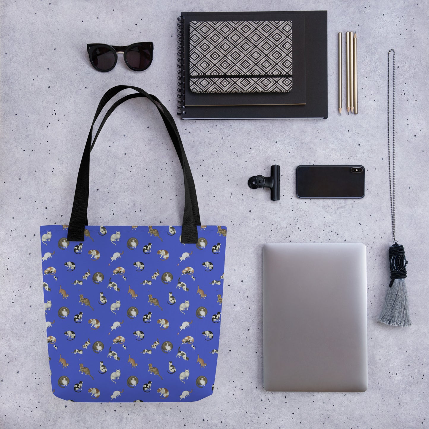 Cats And Butterflies Of Longevity｜Tote bag｜Royal blue