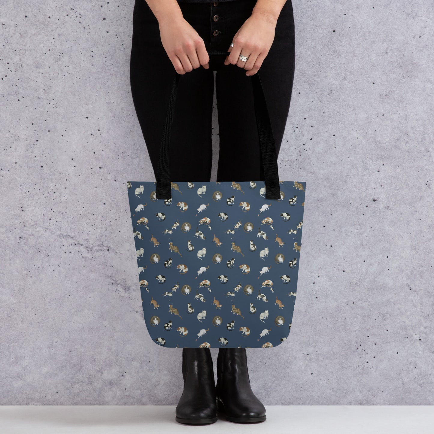 Cats And Butterflies Of Longevity｜Tote bag｜Dark blue