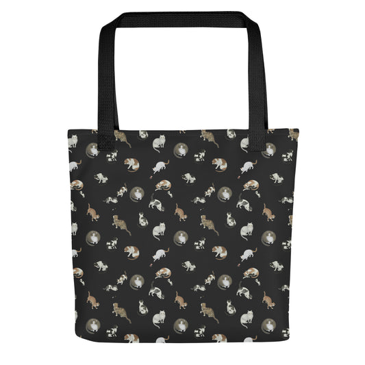 Cats And Butterflies Of Longevity｜Tote bag｜Black