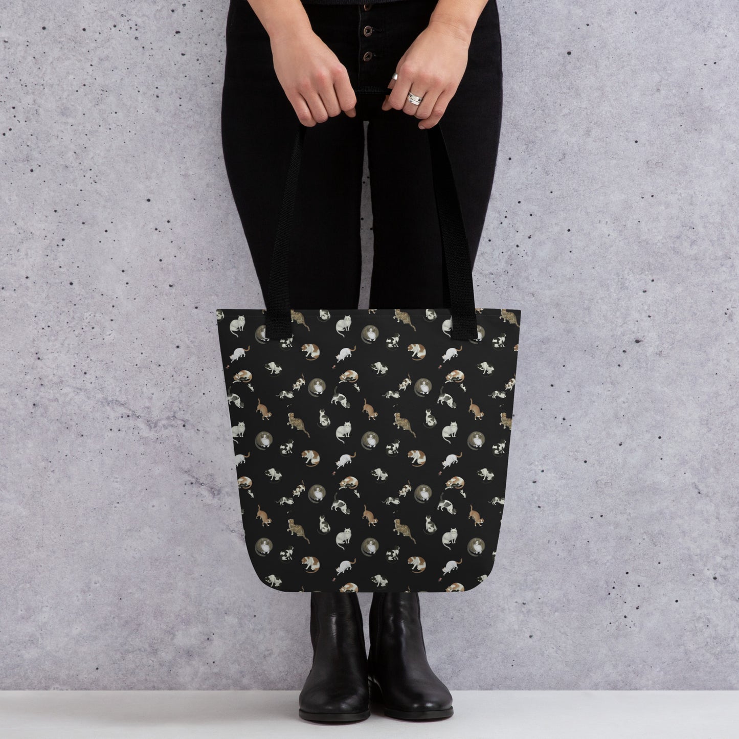 Cats And Butterflies Of Longevity｜Tote bag｜Black