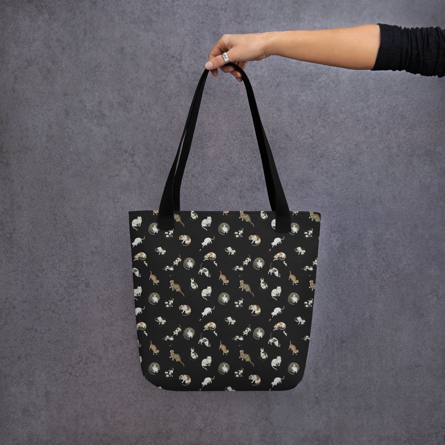 Cats And Butterflies Of Longevity｜Tote bag｜Black