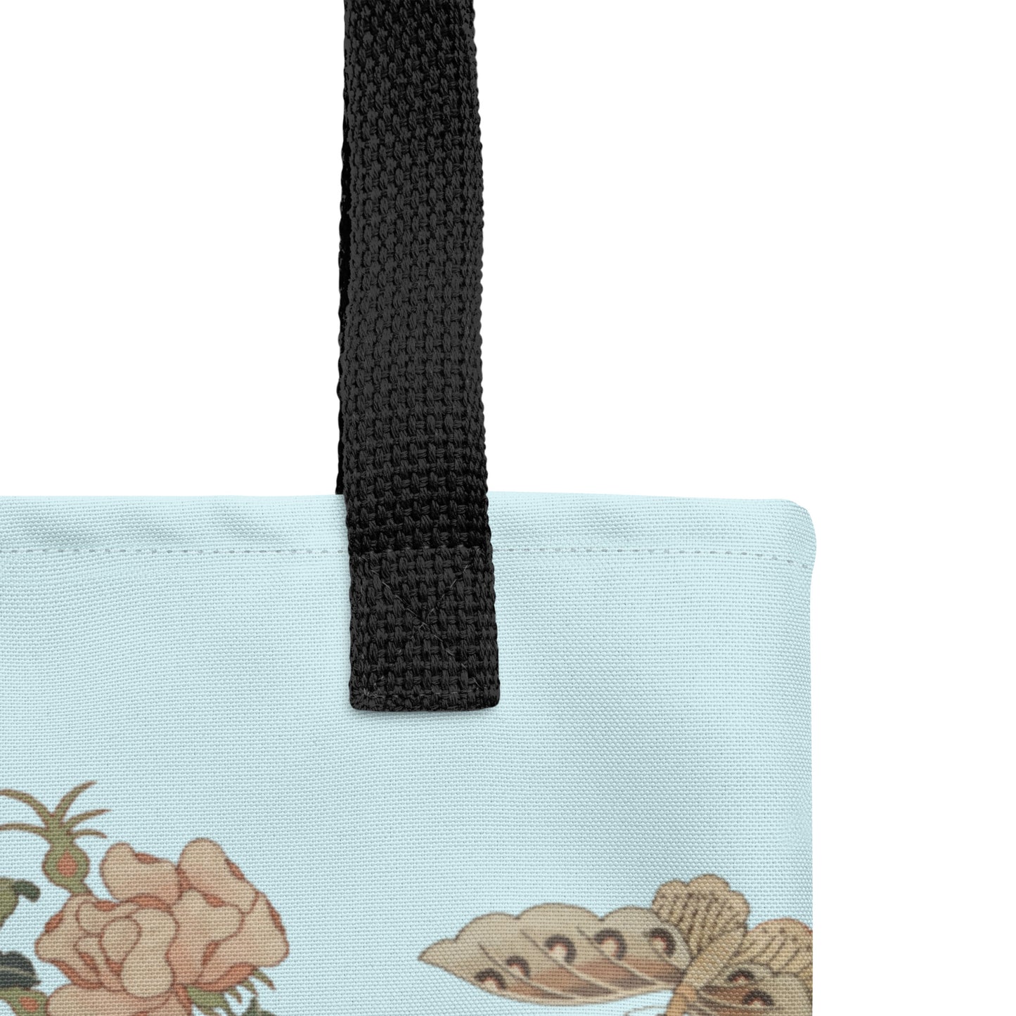 Kesi Flower Album｜Camellia and Butterfly｜Tote bag｜Aqua blue