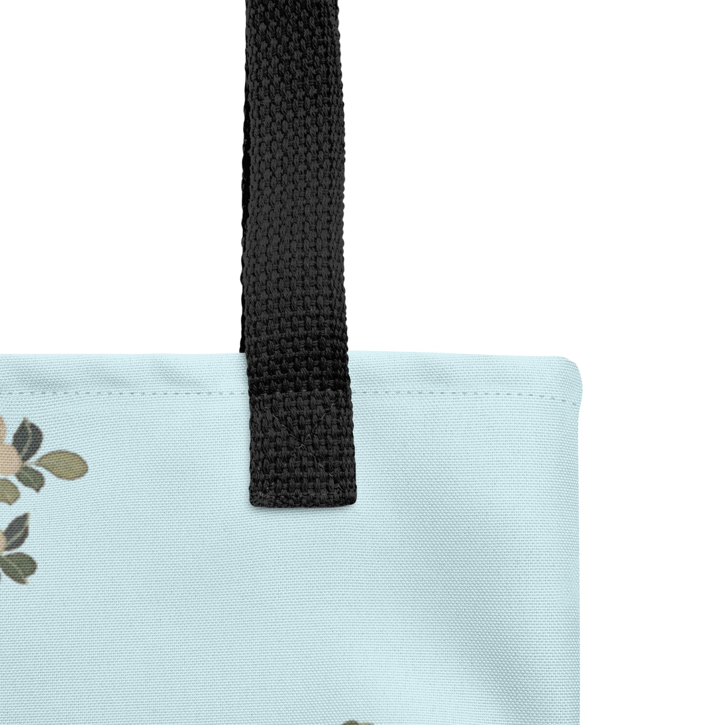 Kesi Flower Album｜White Plum Blossoms and Butterfly｜Tote bag｜Aqua blue