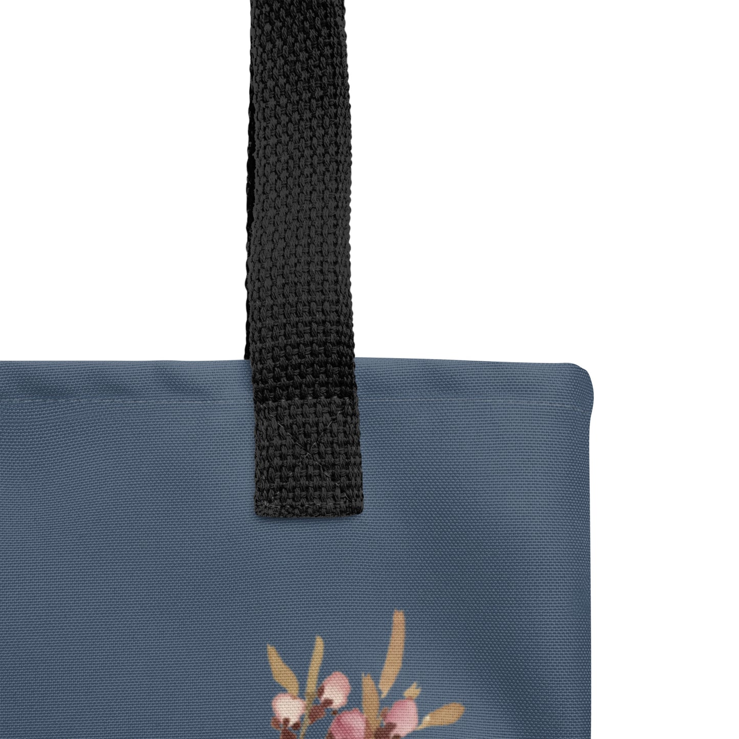 The Spirit of Flowers in Twelve Months｜Willow and Peach Blossom｜Tote bag｜Dark blue