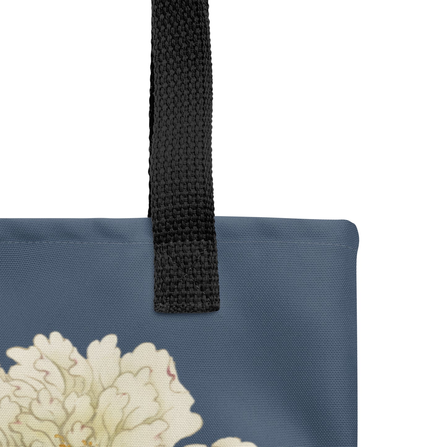 The Spirit of Flowers in Twelve Months｜Chinese Peony and Wisteria in Bloom｜Tote bag｜Dark blue