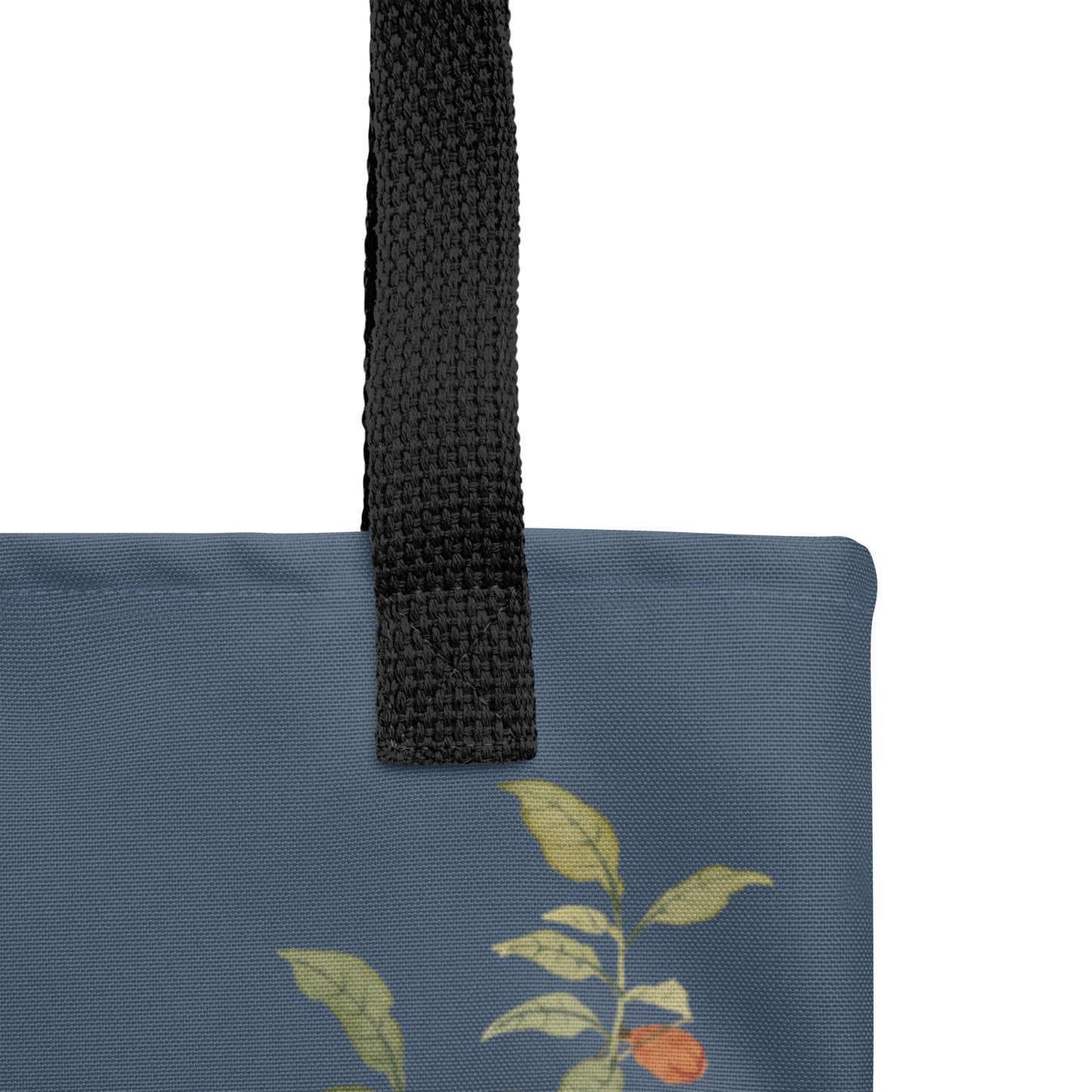 The Spirit of Flowers in Twelve Months｜Hollyhock and Pomegranate in Bloom｜Tote bag｜Dark blue