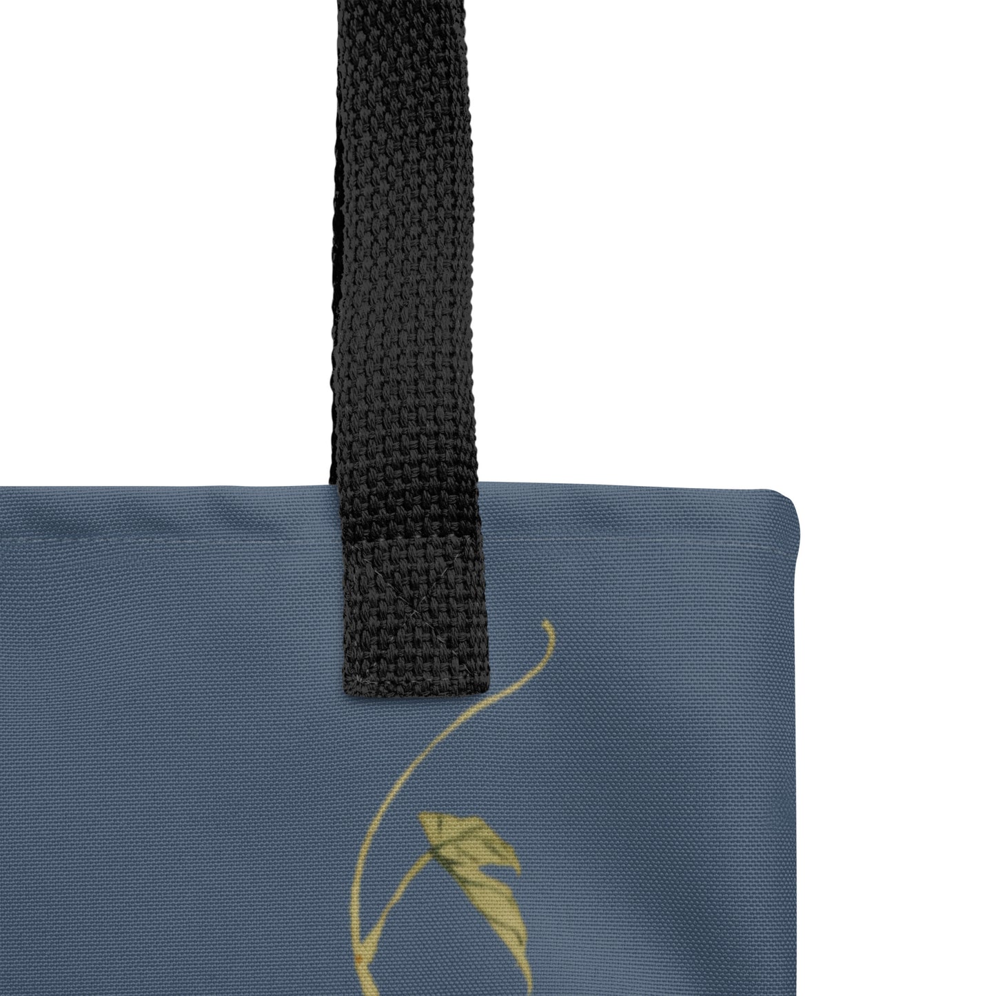 The Spirit of Flowers in Twelve Months｜Okra and White-edged Morning Glory in Bloom｜Tote bag｜Dark blue