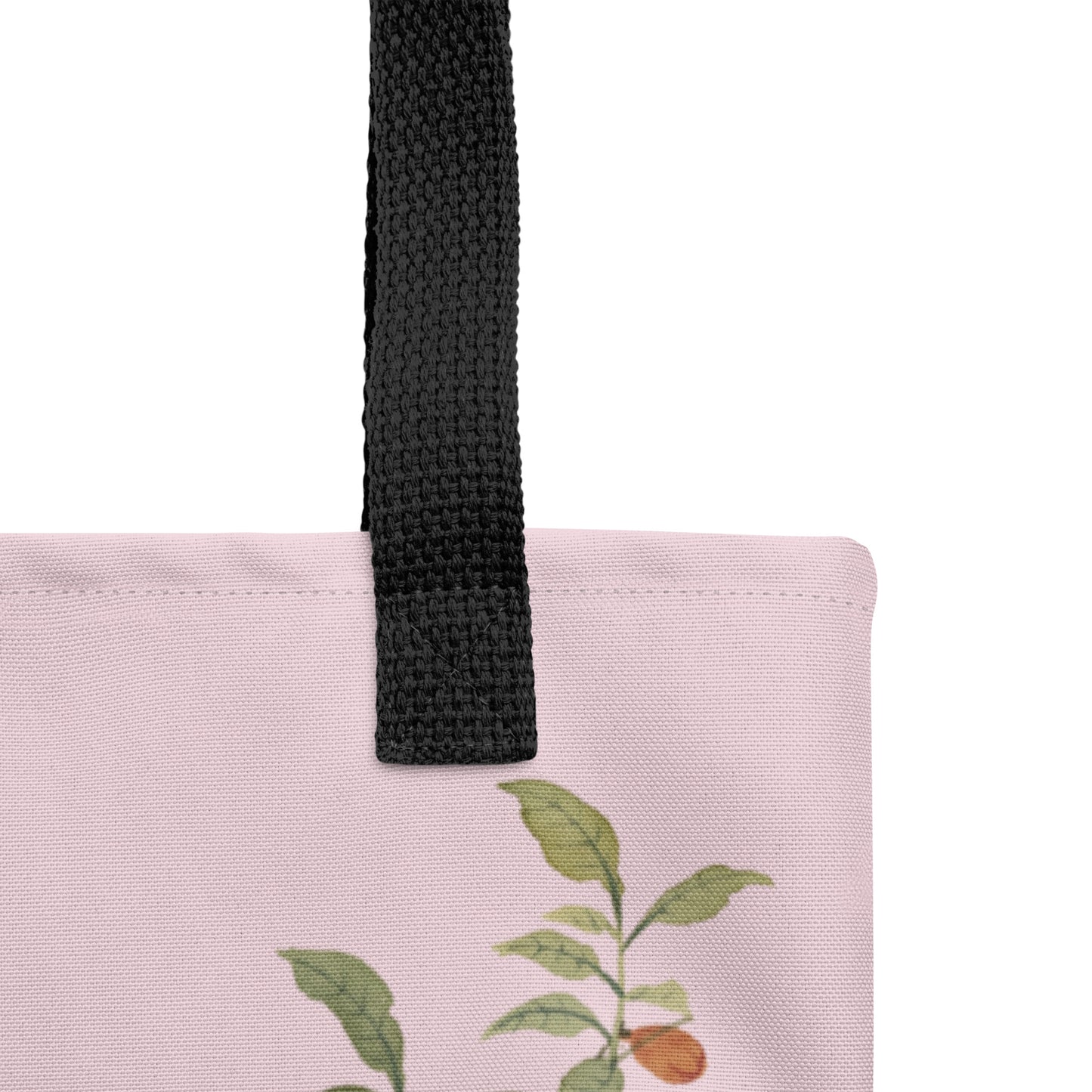 The Spirit of Flowers in Twelve Months｜Hollyhock and Pomegranate in Bloom｜Tote bag｜Pale pinkish gray