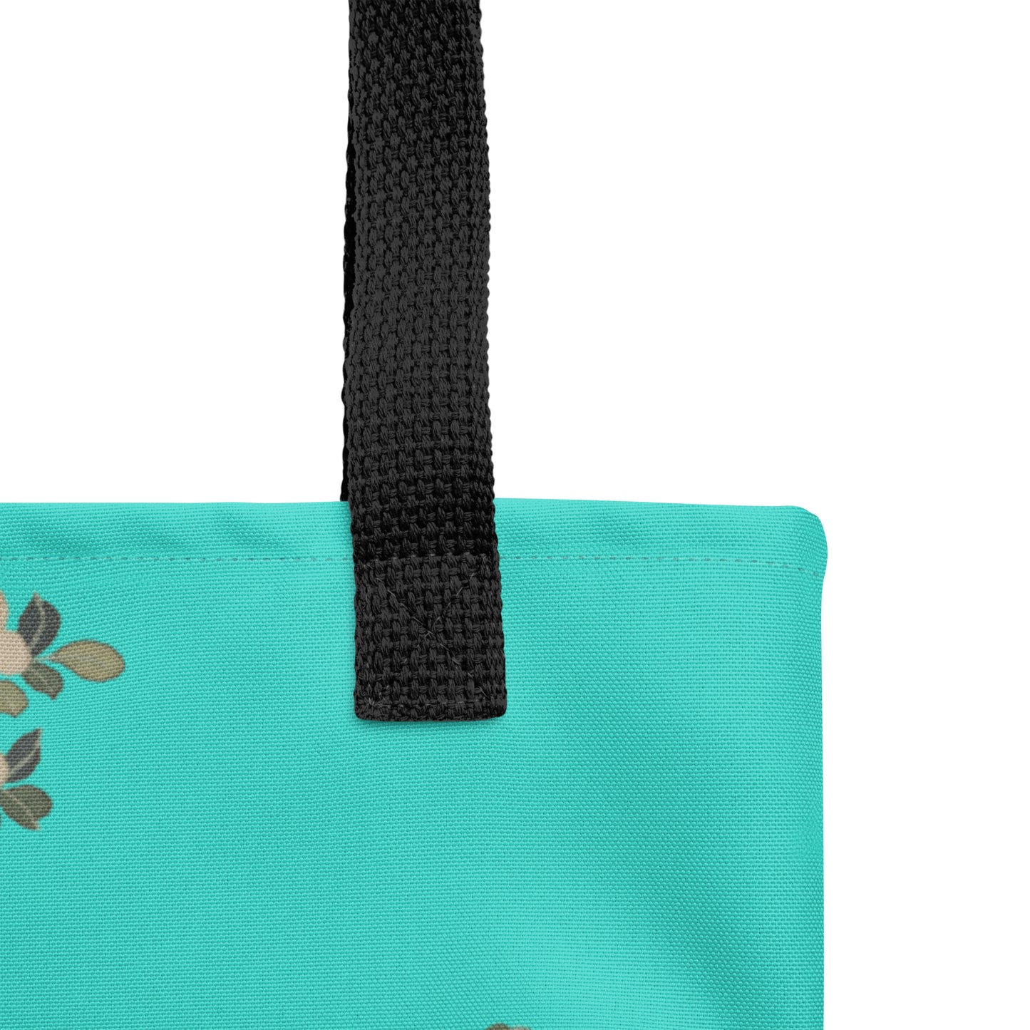 Kesi Flower Album｜White Plum Blossoms and Butterfly｜Tote bag｜Turquoise