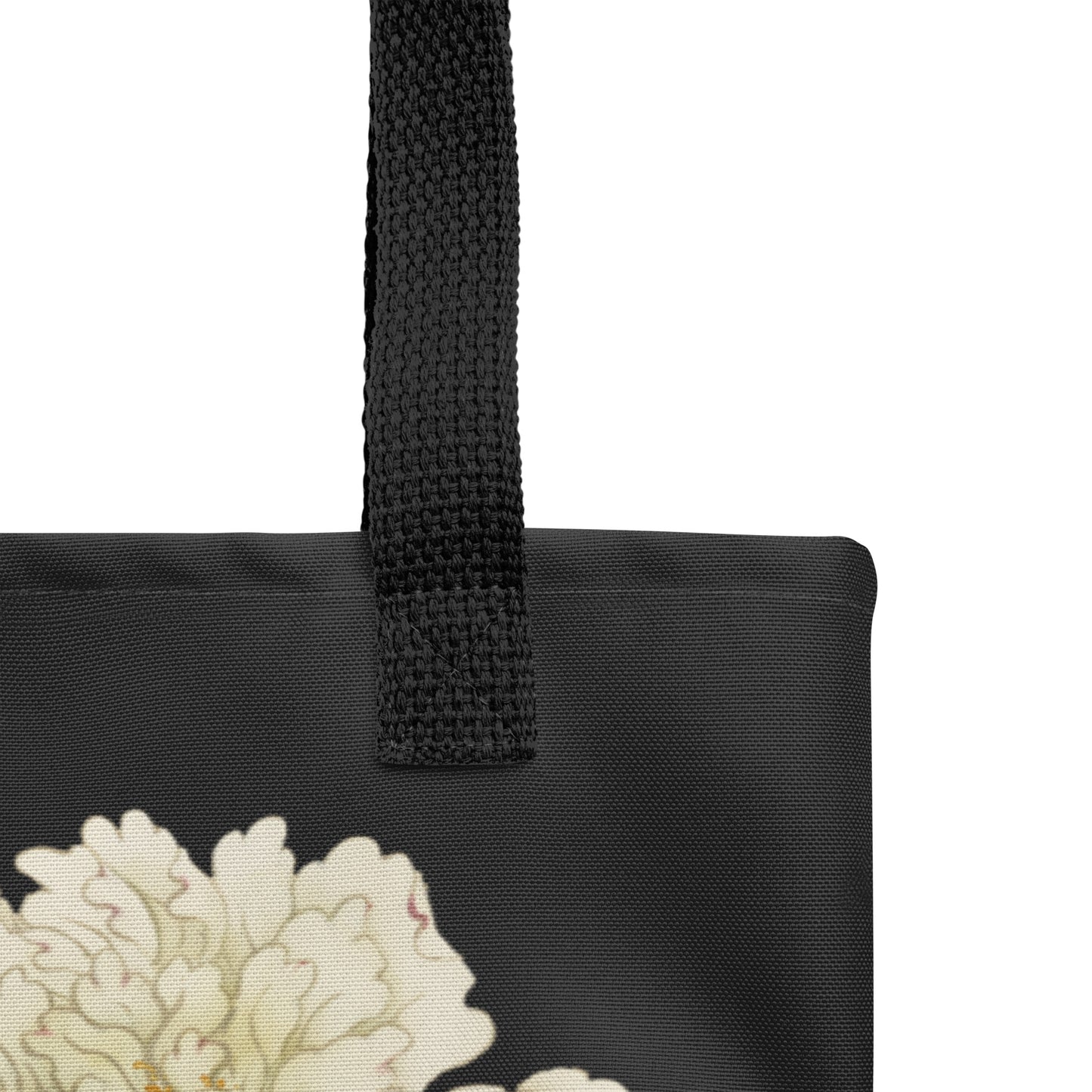 The Spirit of Flowers in Twelve Months｜Chinese Peony and Wisteria in Bloom｜Tote bag｜Black